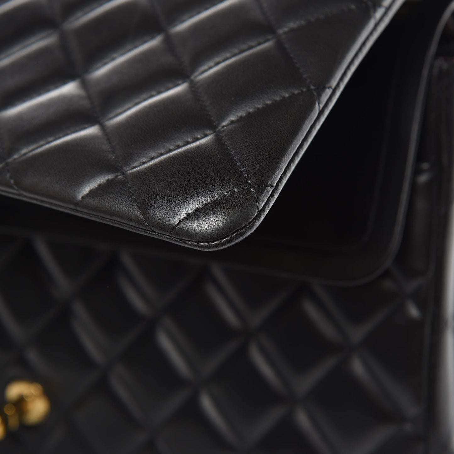 Lambskin Quilted Maxi Double Flap Black