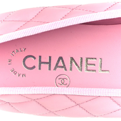 Chanel Lambskin Quilted CC Cap Toe Ballerina Flats 39.5 Pink Black 7 of 10