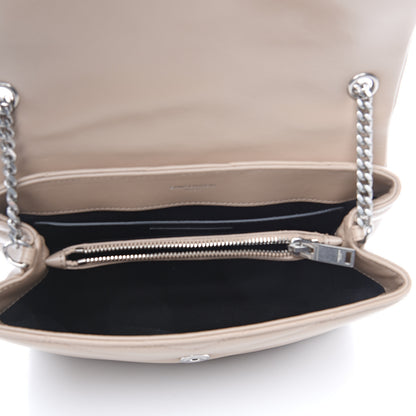 Saint Laurent Calfskin Y Quilted Monogram Small Loulou Chain Satchel Nude Powder 4 of 9