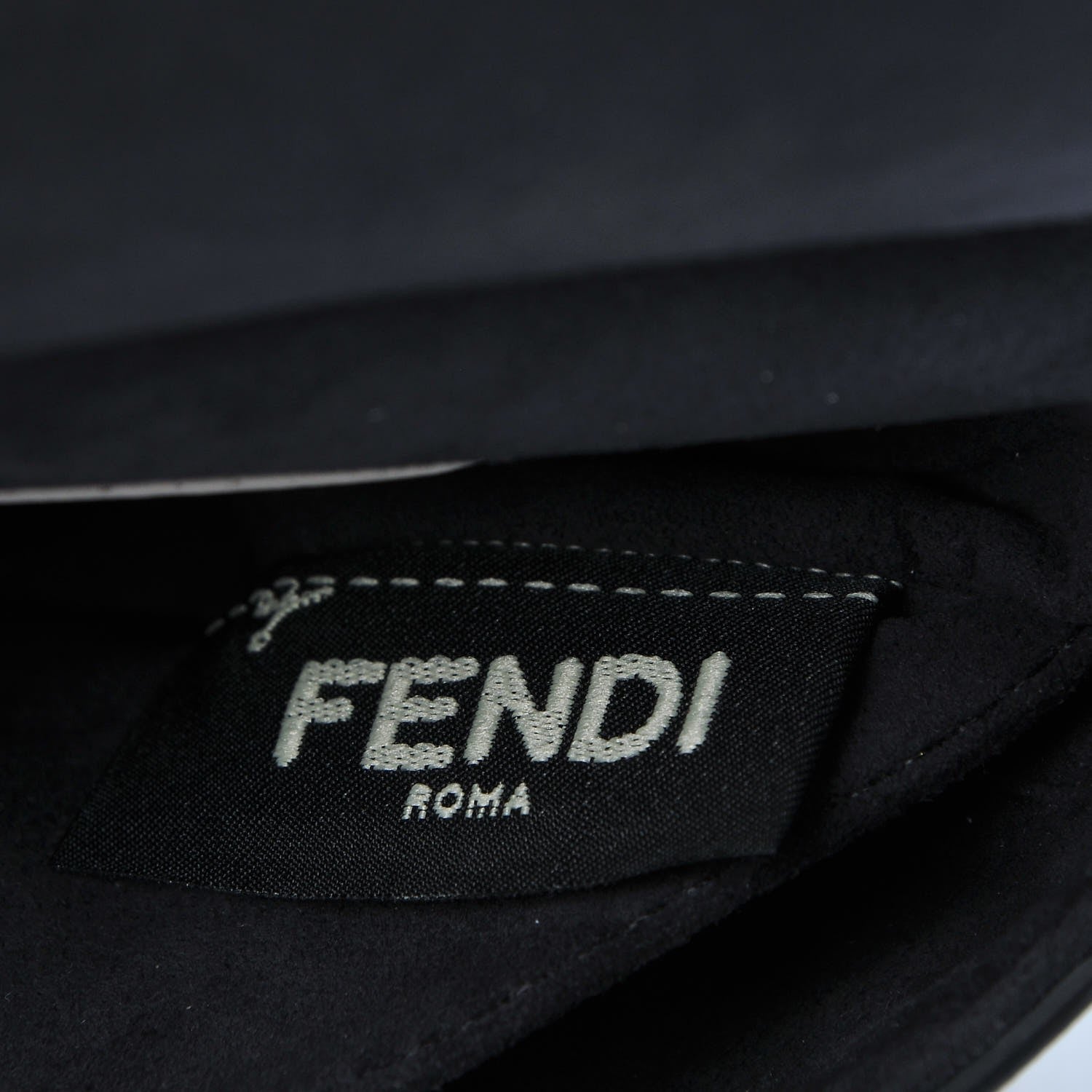 Fendi Calfskin Elaphe Crocodile Monster Studded Micro Double Baguette Black Grigio Polvere 8 of 9