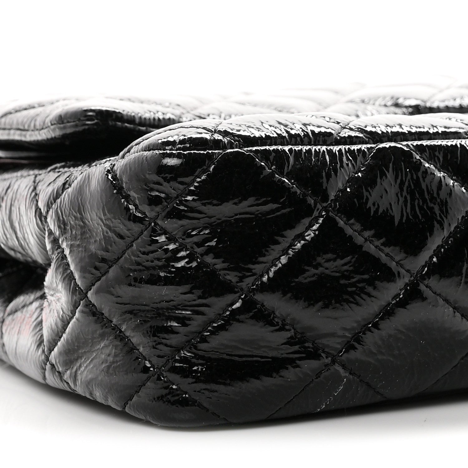 Chanel Crumpled Patent Quilted Medium Double Flap Black 9 of 11