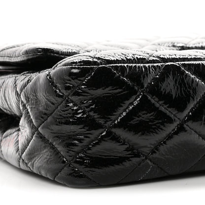 Chanel Crumpled Patent Quilted Medium Double Flap Black 9 of 11