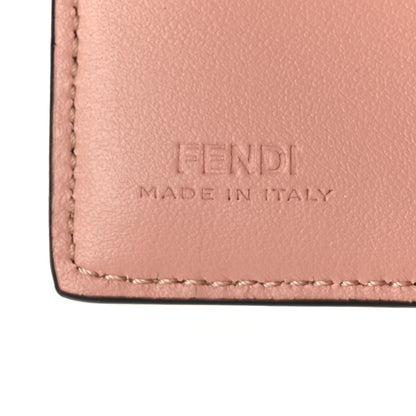 Fendi Vitello Kyoto Metal Fendi Roma Logo Micro Trifold Wallet with Chain Light Rose 7 of 13