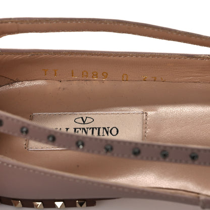 Valentino Garavani Calfskin Soul Rockstud Cut Out Ankle Strap Ballet Flats 37.5 Poudre 8 of 8