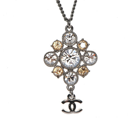 Chanel Crystal CC Pendant Necklace Silver 4 of 6