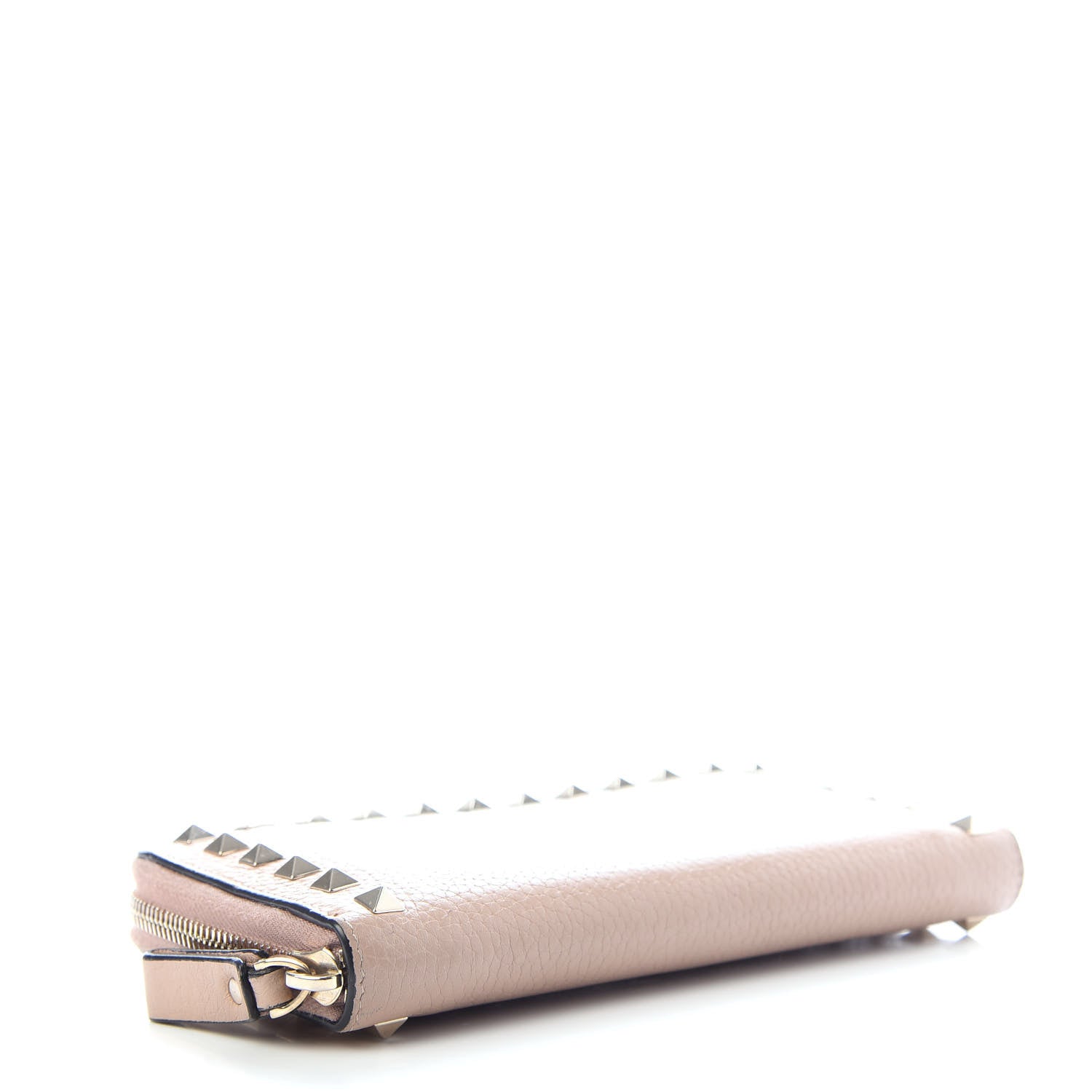 Valentino Garavani Pebbled Calfskin Rockstud Zip Around Wallet Poudre 4 of 7