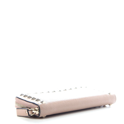 Valentino Garavani Pebbled Calfskin Rockstud Zip Around Wallet Poudre 4 of 7