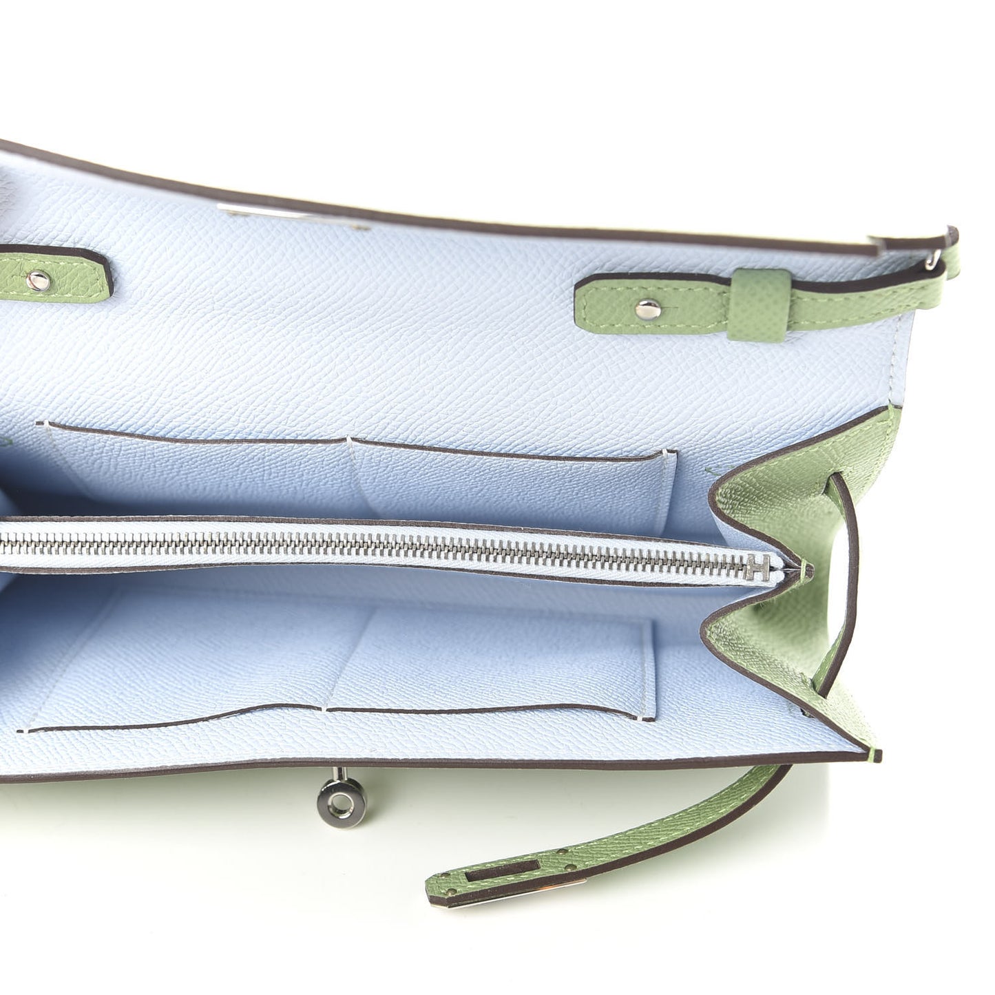 Epsom Verso Kelly Wallet To Go Vert Criquet Bleu Brume