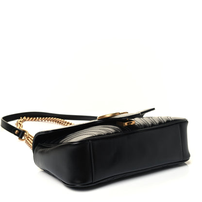 Gucci Calfskin Matelasse Small GG Marmont Shoulder Bag Black 3 of 4