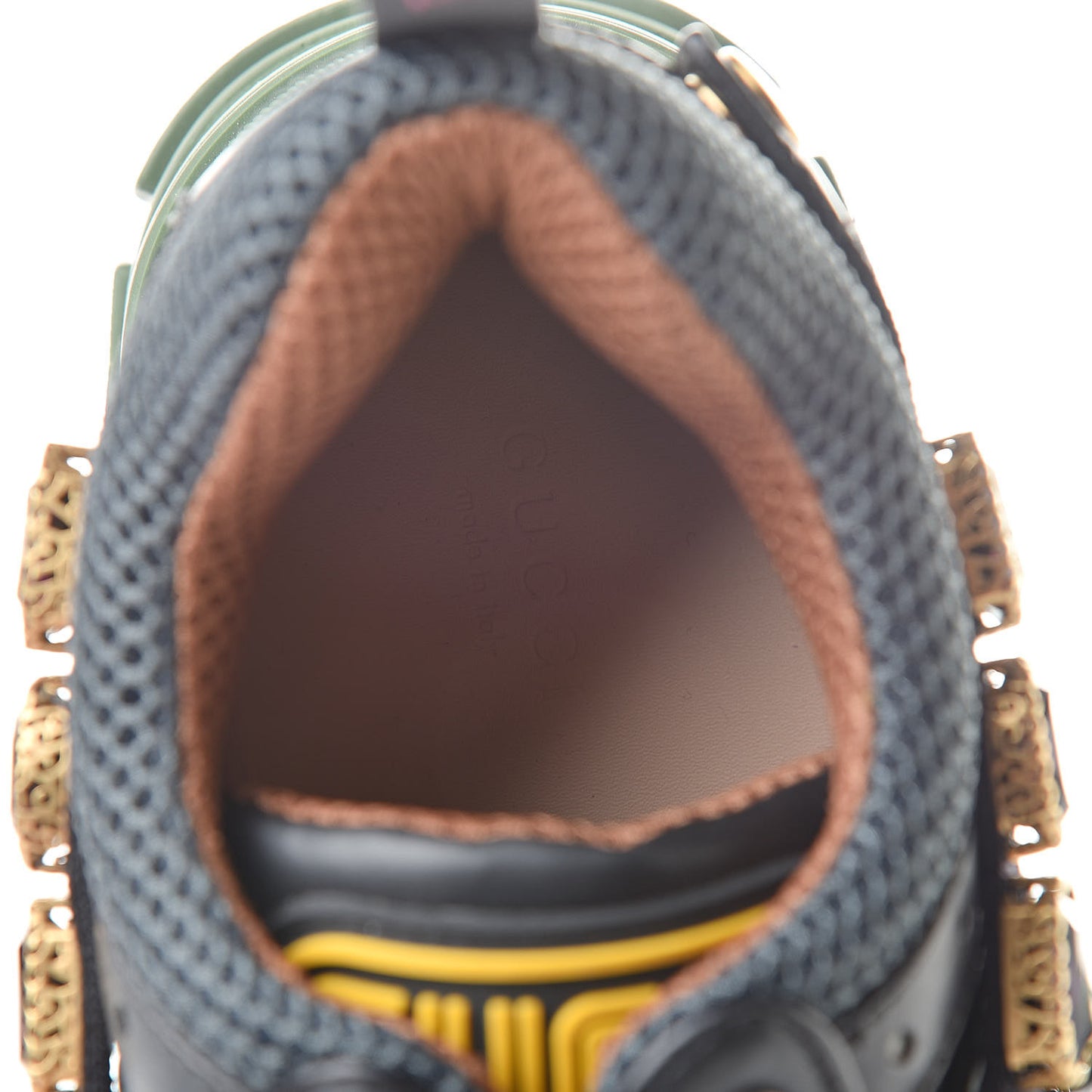 X SEGA Mesh Suede Calfskin Removable Crystals Flashtrek Sneakers 39.5 Loess Black Olive Green
