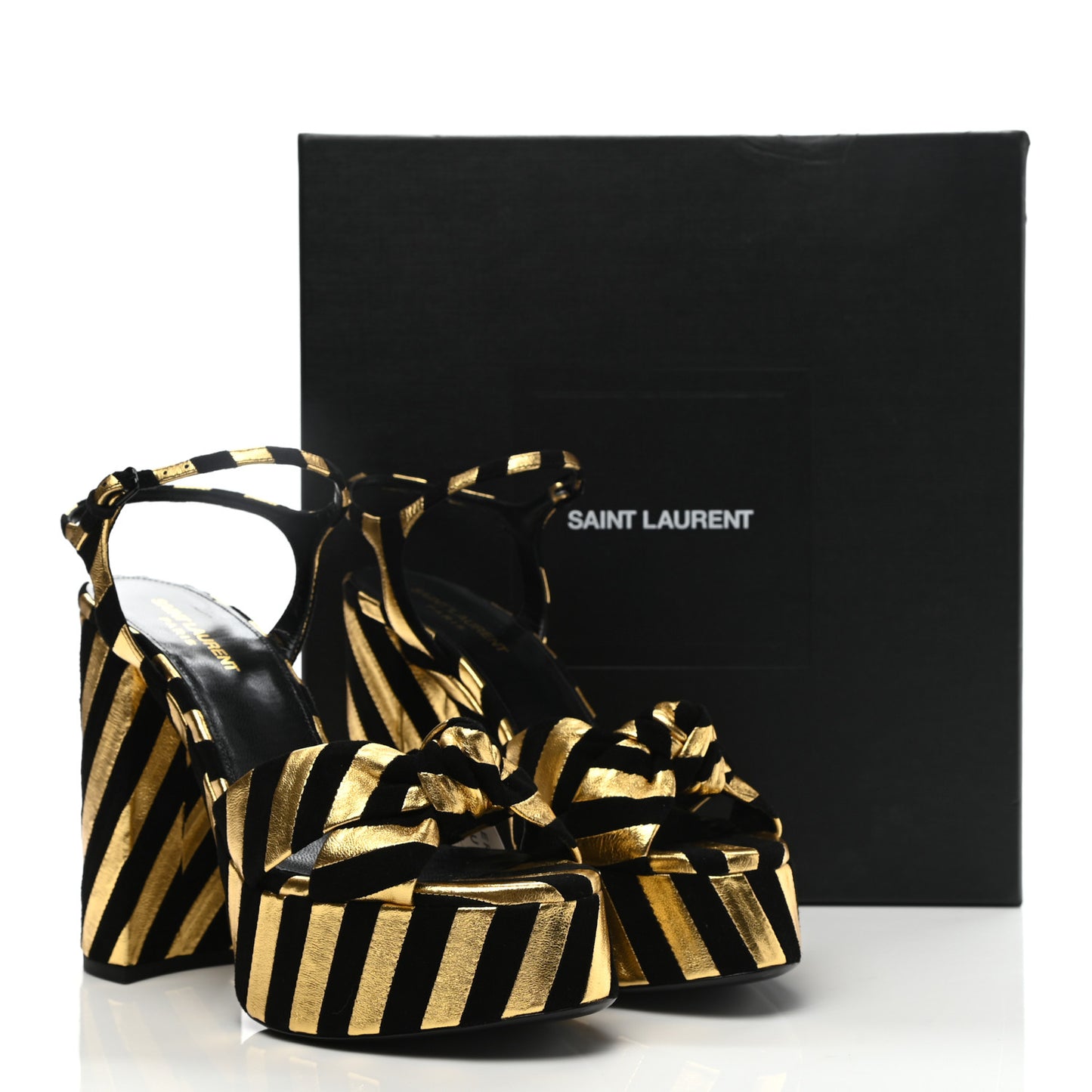 Metallic Suede Bianca 125 Platform Sandals 39 Black Gold