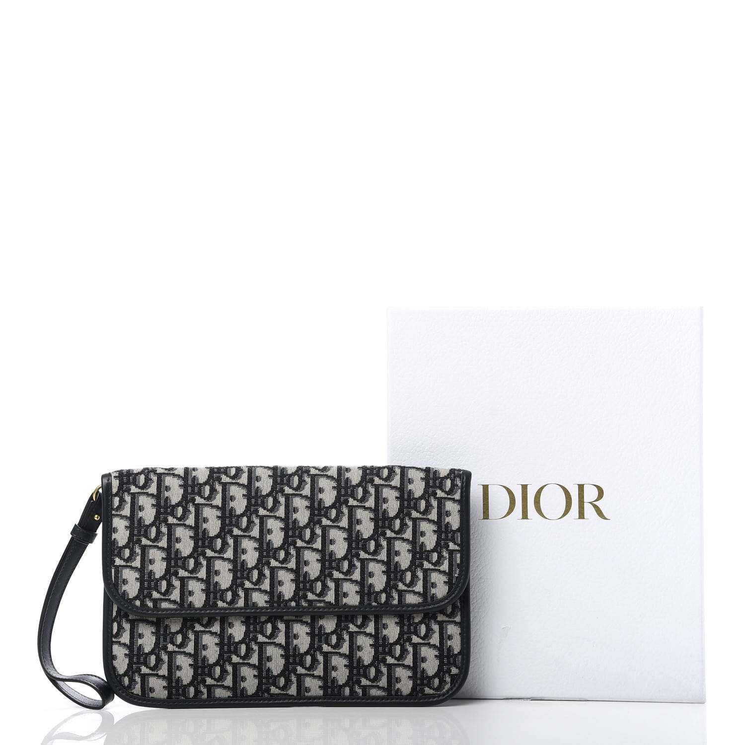 Christian Dior Oblique Flap Pouch Clutch Blue 9 of 9