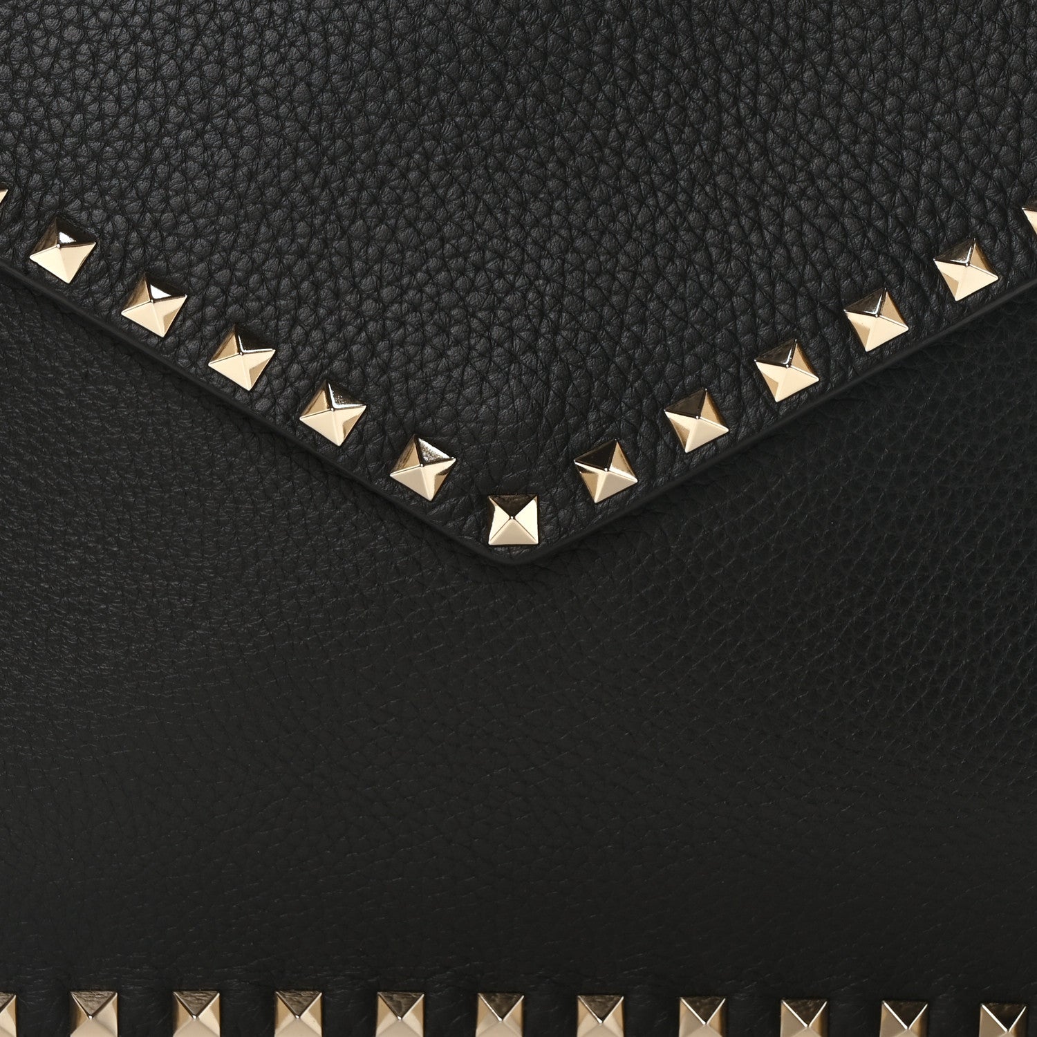 Valentino Garavani Pebbled Calfskin Large Rockstud Envelope Clutch Black 7 of 9