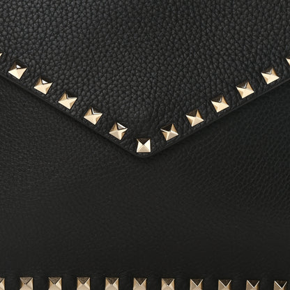 Valentino Garavani Pebbled Calfskin Large Rockstud Envelope Clutch Black 7 of 9
