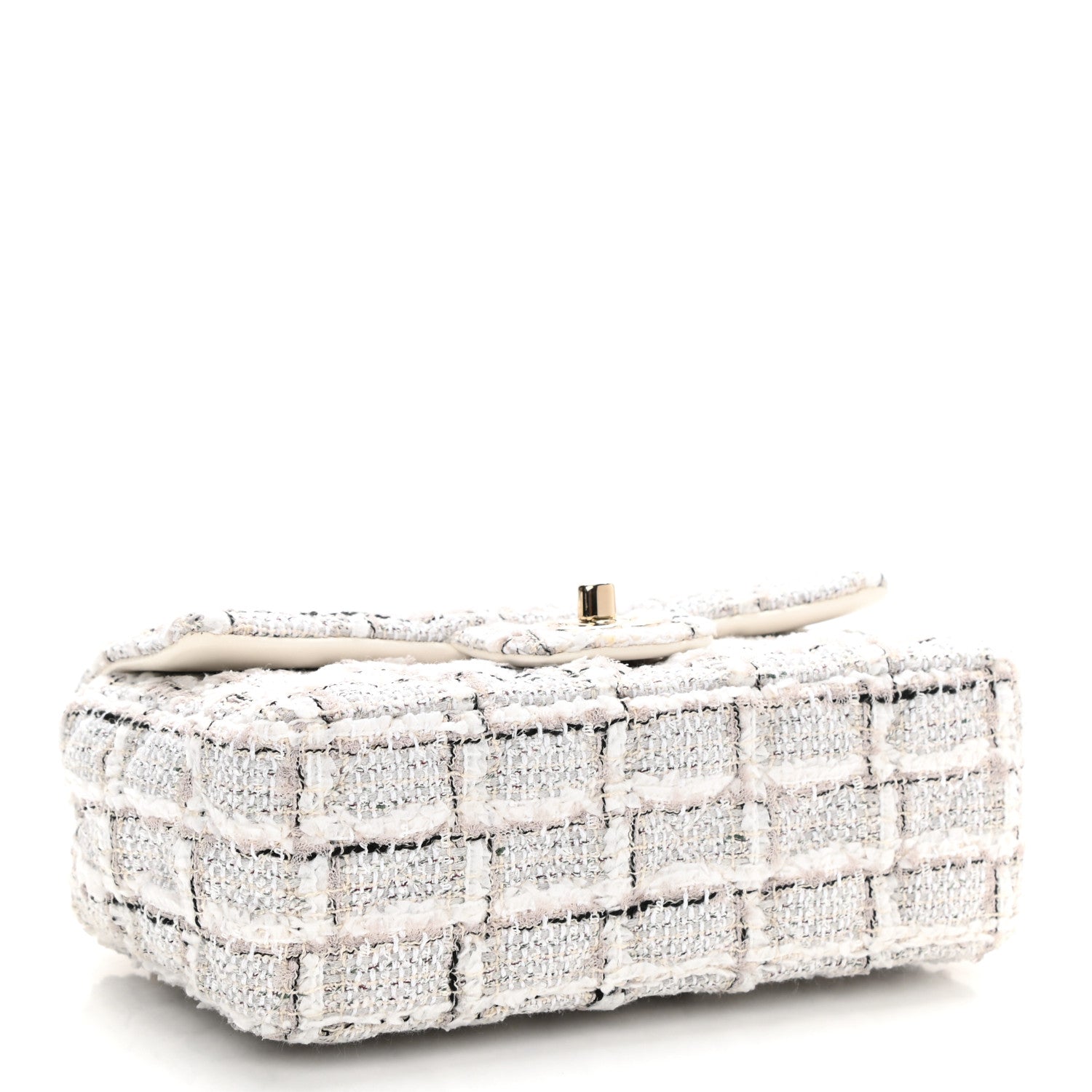Chanel Tweed Quilted Mini Rectangular Flap White Grey 4 of 10