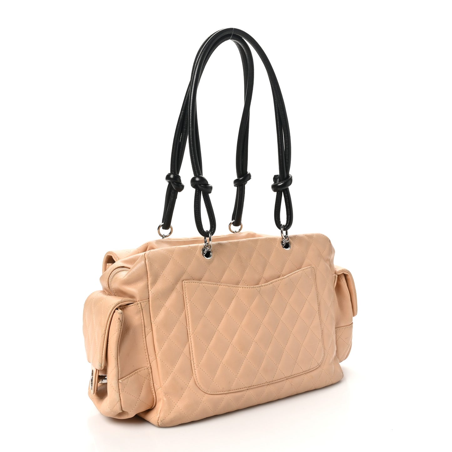 Calfskin Quilted Large Cambon Multipocket Reporter Beige Black