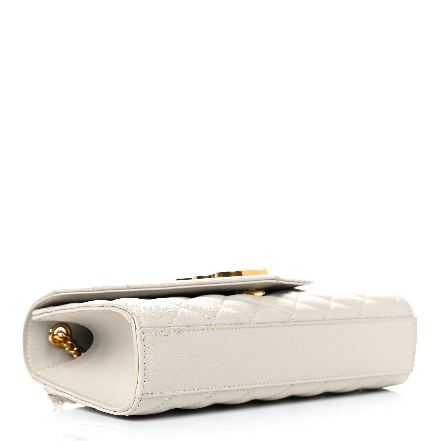Saint Laurent Grain De Poudre Textured Mixed Matelasse Triquilt Small Monogram Satchel Crema Soft 4 of 16
