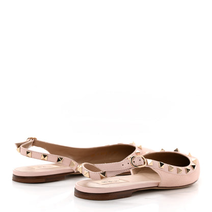 Valentino Garavani Pebbled Calfskin Rockstud Slingback Flats 39 Rose Quartz 4 of 11