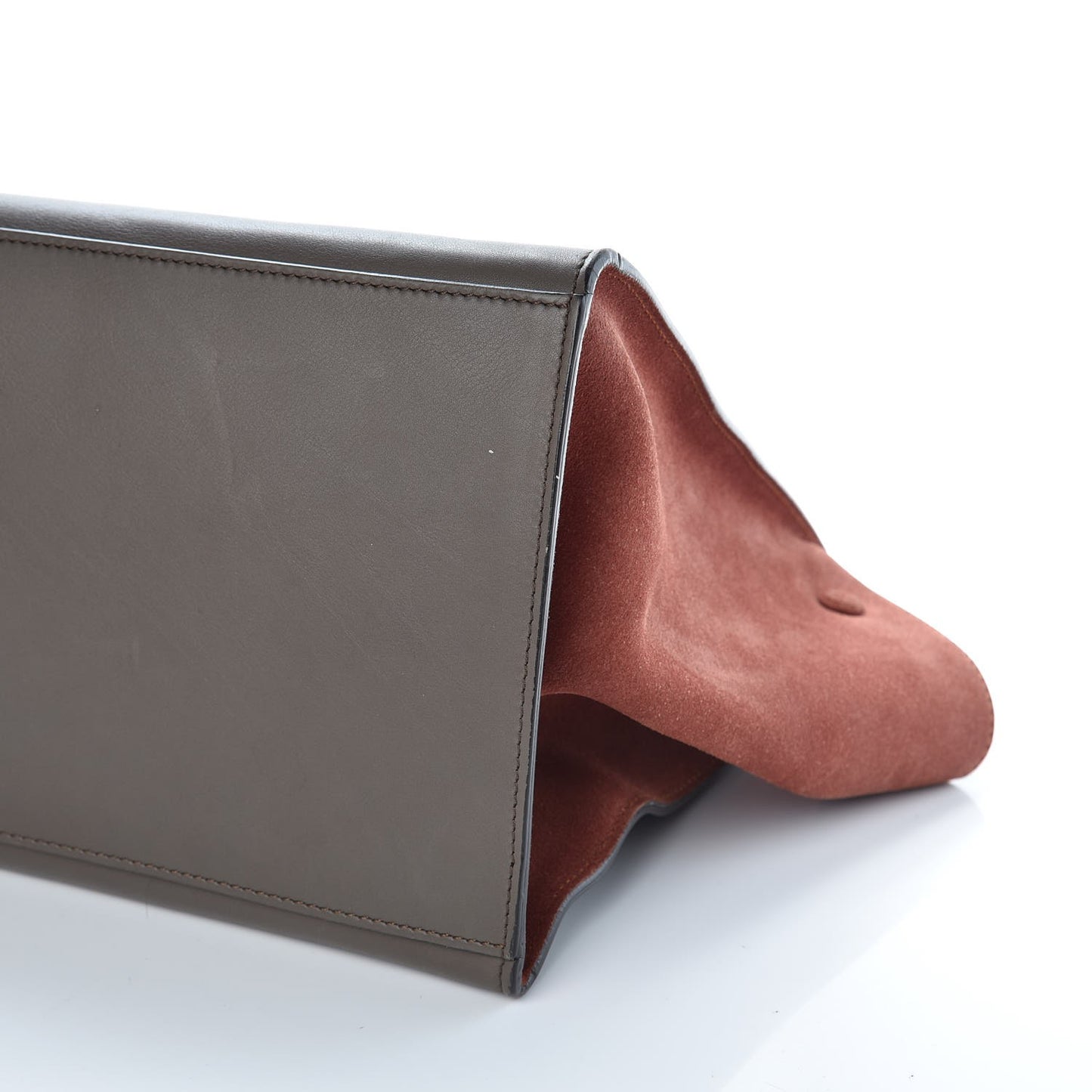 Calfskin Suede Large Tri-Color Trapeze Terracotta