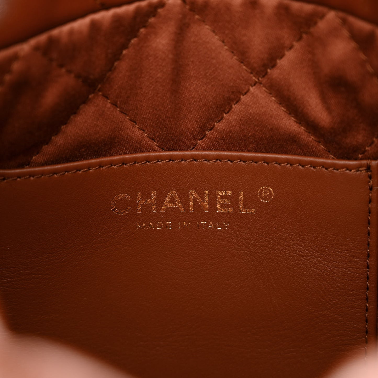 Shiny Calfskin Quilted Mini Chanel 22 Light Brown