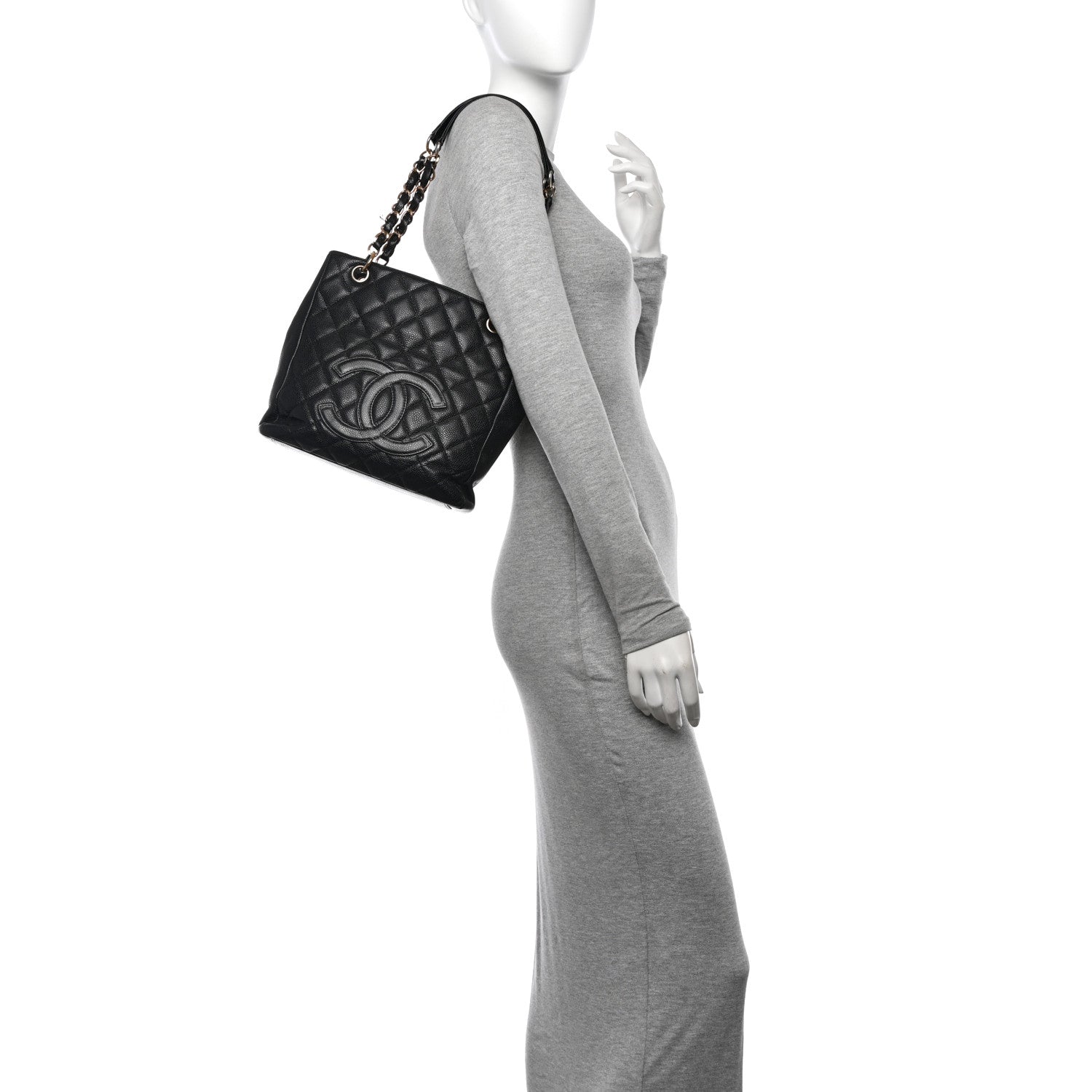 Chanel Caviar Quilted Petit Shopping Tote PST Black 2 of 13