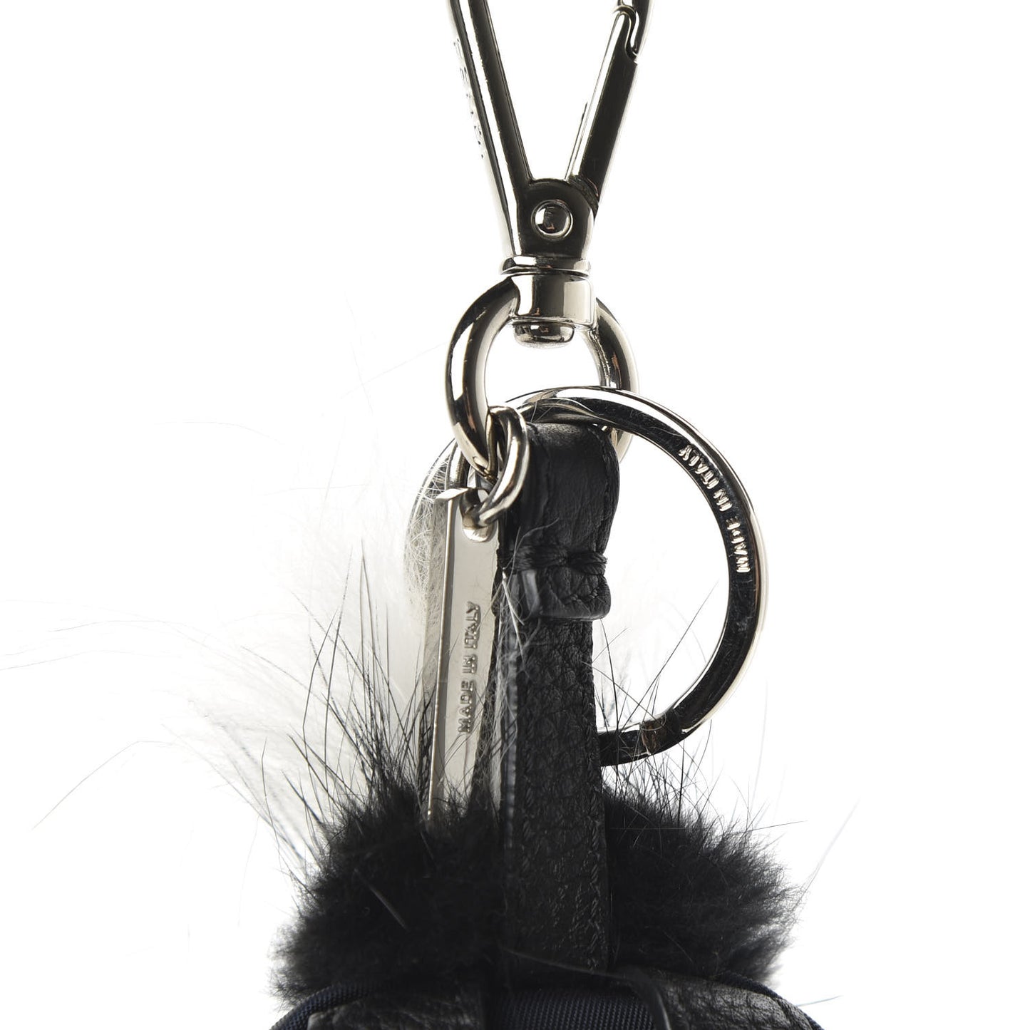 Nylon Cuoio Romano Nutria Fox Fur Monster Eyes Mini Backpack Charm Blue Black Multicolor