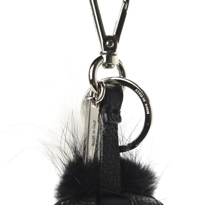 Fendi Nylon Cuoio Romano Nutria Fox Fur Monster Eyes Mini Backpack Charm Blue Black Multicolor 6 of 6