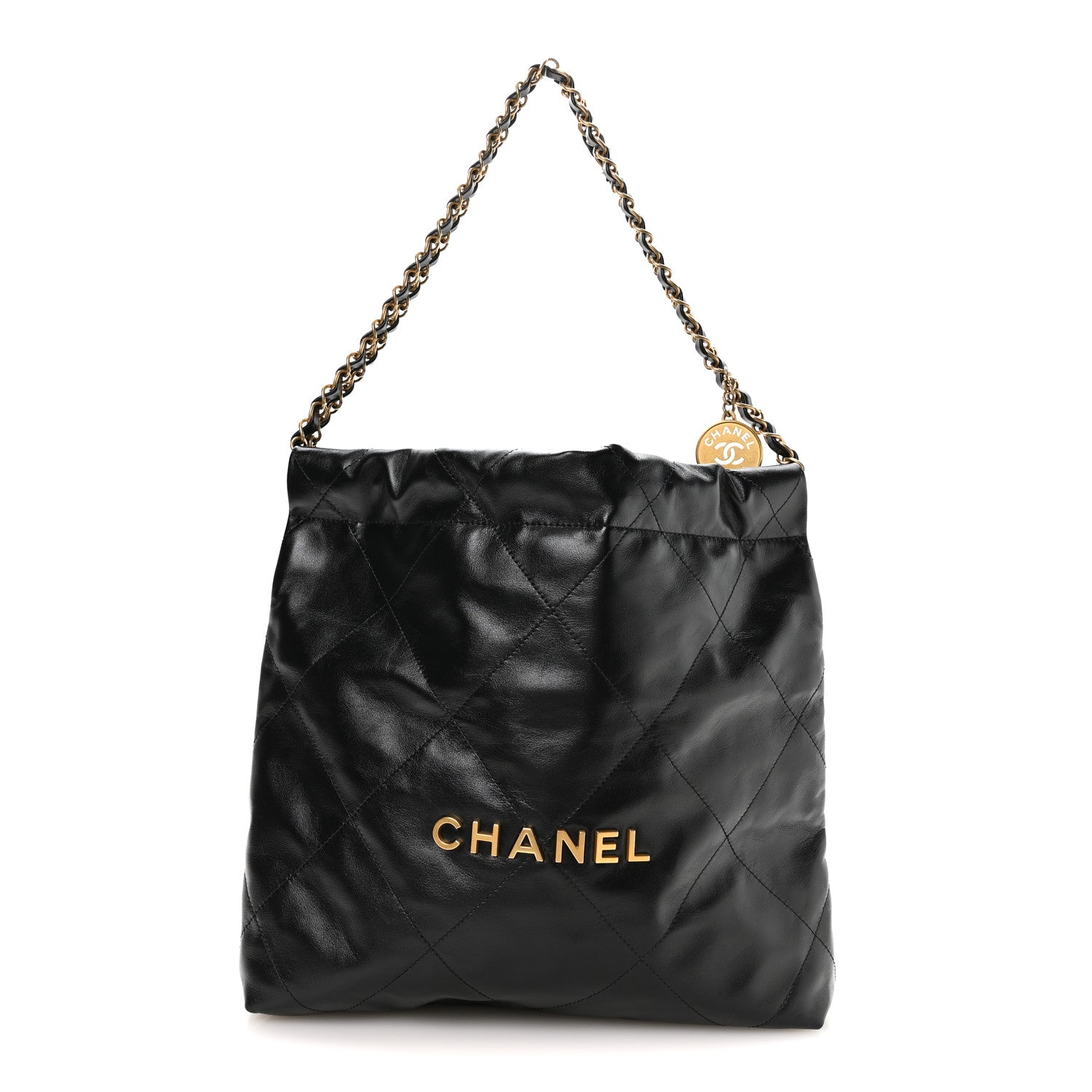 Chanel Shiny Calfskin Quilted Small Chanel 22 Black 1 of 11