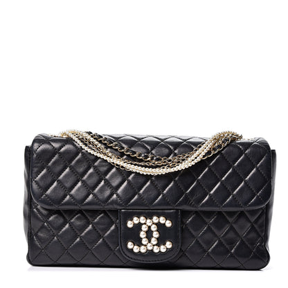Chanel Lambskin Quilted Medium Westminster Pearl Flap Black 1 of 12