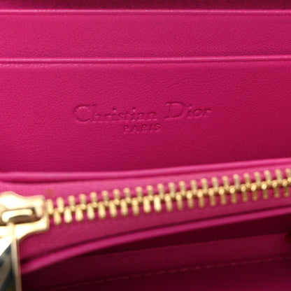 Christian Dior Lambskin Cannage Mini Lady Dior Zip Portemonnaie Rani Pink 6 of 9