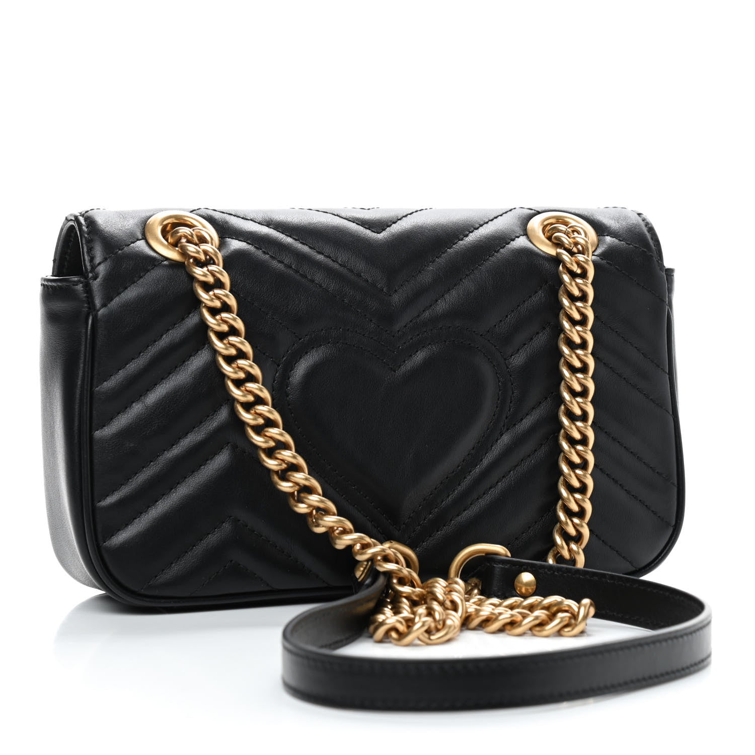 Gucci Calfskin Matelasse Mini GG Marmont Shoulder Bag Black 3 of 9