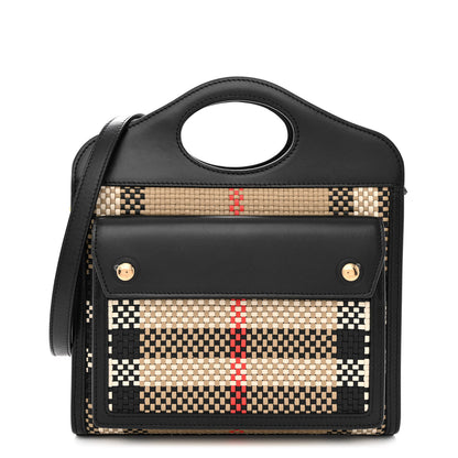 Burberry Calfskin Check Mini Pocket Bag Black 1 of 10