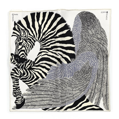 Hermes Silk Zebra Pegasus Nano Scarf 20 Black White 1 of 4