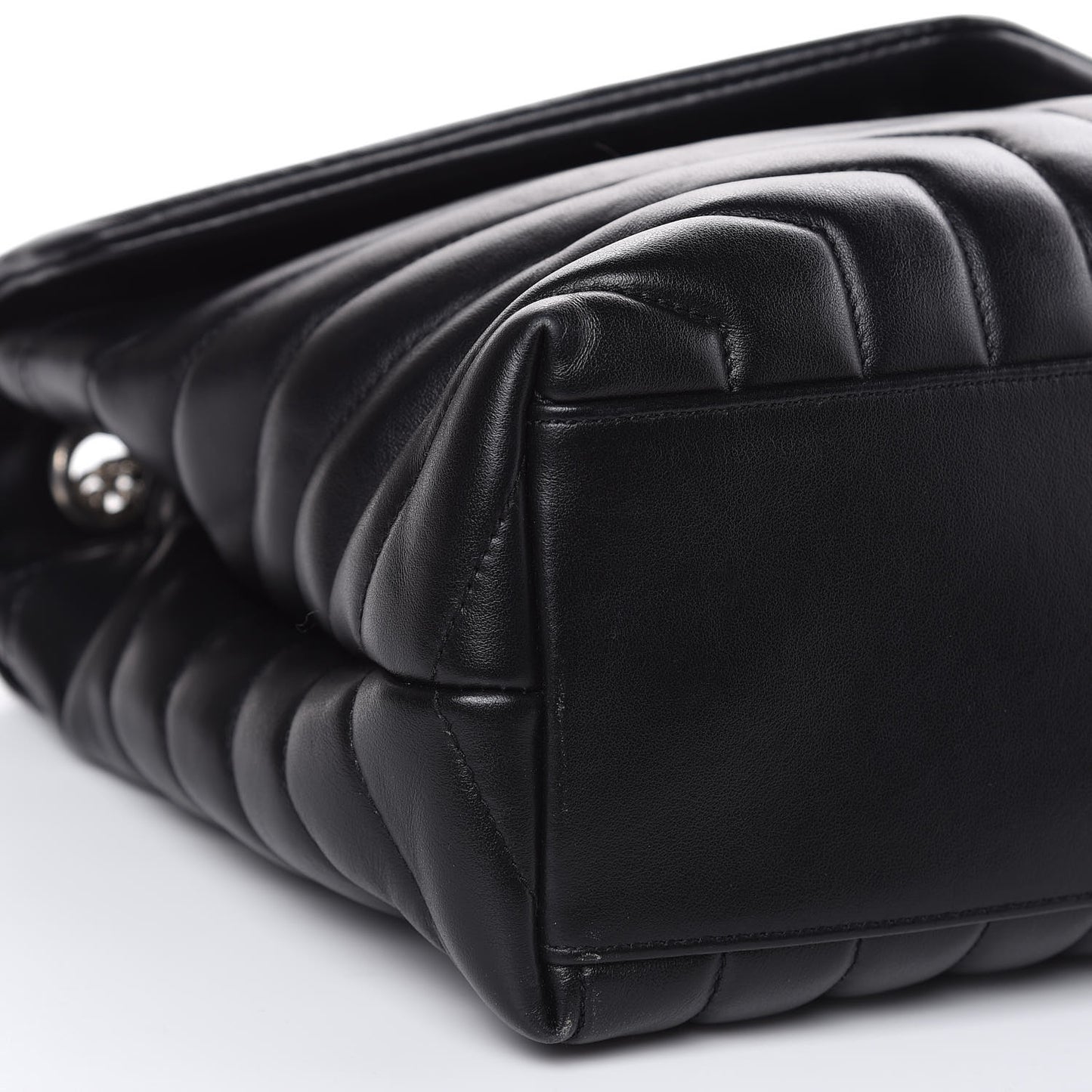 Calfskin Y Quilted Monogram Medium Loulou Chain Satchel Black