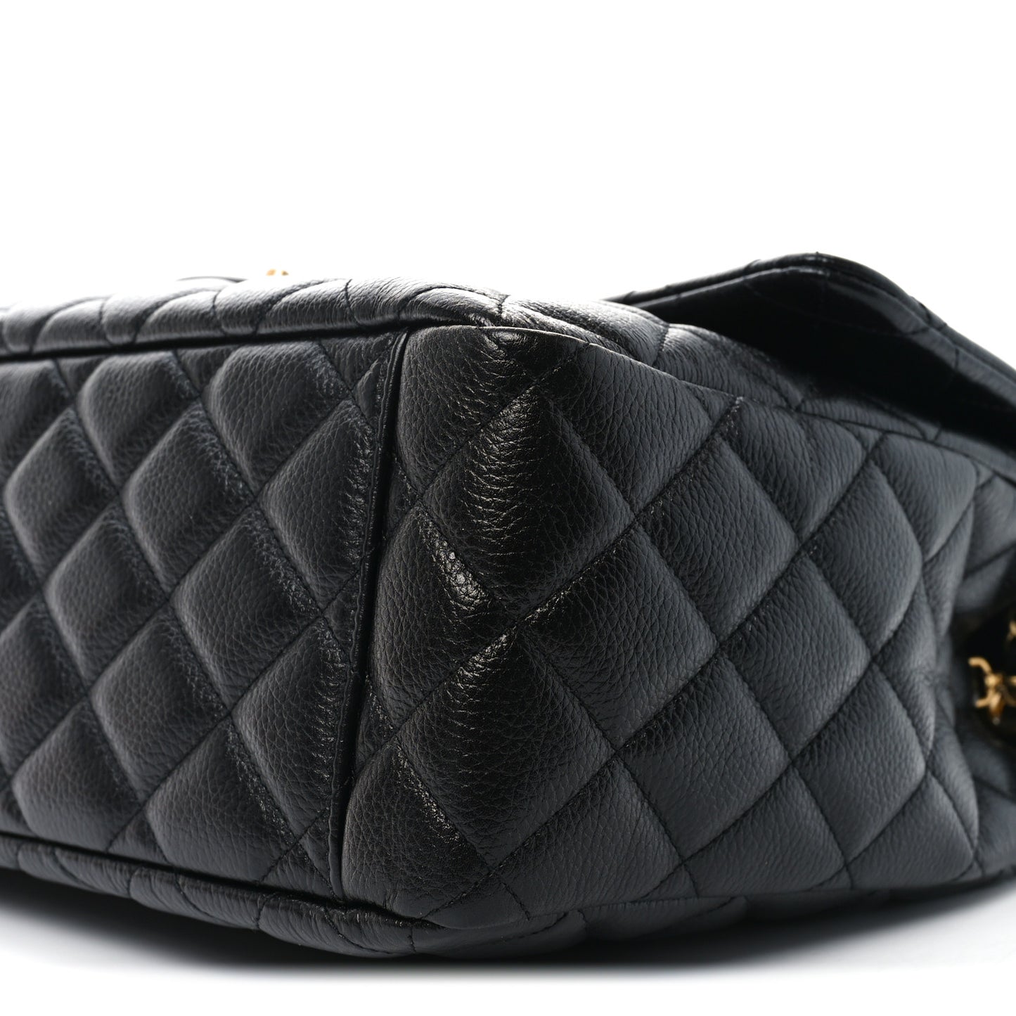 Grained Calfksin Quilted XXL Travel Flap Bag Black