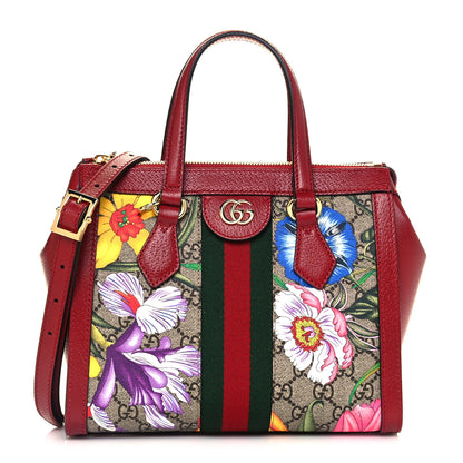 Gucci GG Supreme Monogram Flora Web Small Ophidia Tote Bag Red 1 of 10