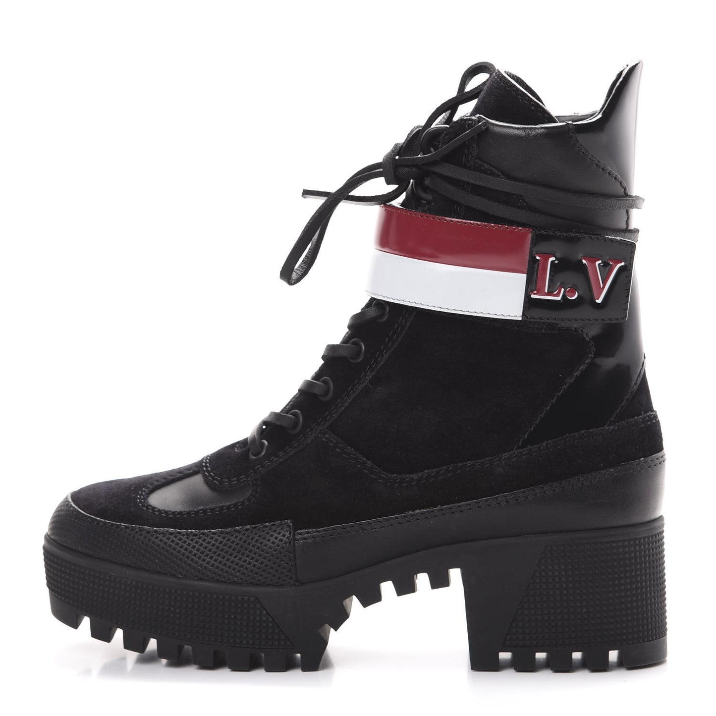 Suede Calfskin Laureate Platform Desert Boots 36 Black