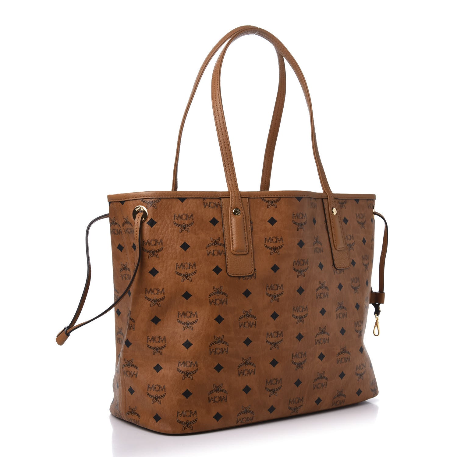MCM Visetos Medium Liz Reversible Shopper Tote Cognac 4 of 19