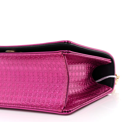 Christian Dior Metallic Patent Micro-Cannage Small Diorama Flap Bag Fuchsia 8 of 12