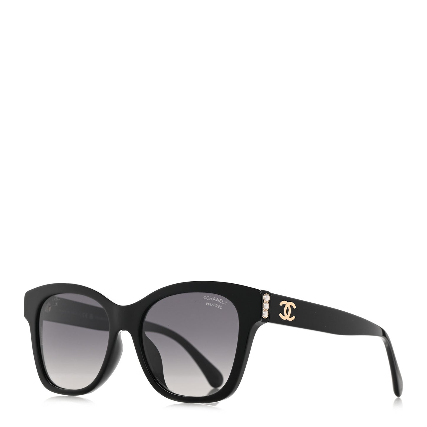 Acetate Polarized Pearl CC Square Sunglasses 5482-H-A Black