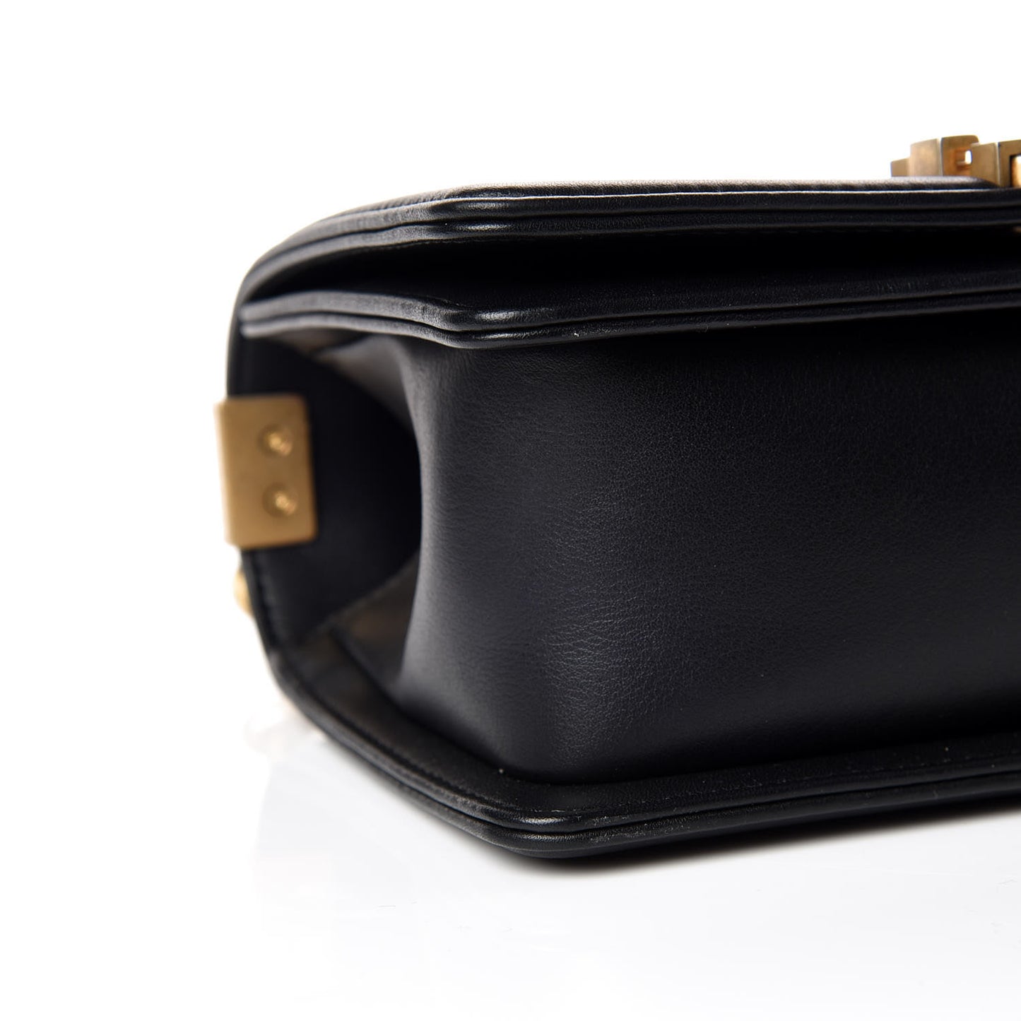 Calfskin Quilted Small Boy Flap Black