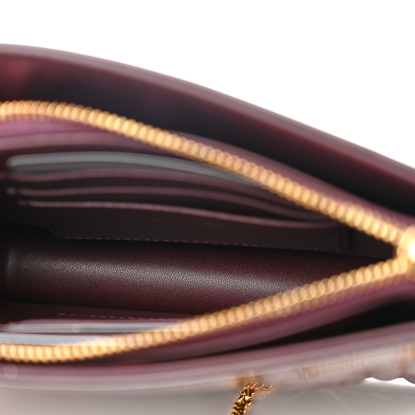 Patent Cannage Caro Zipped Pouch With Chain Amaranth