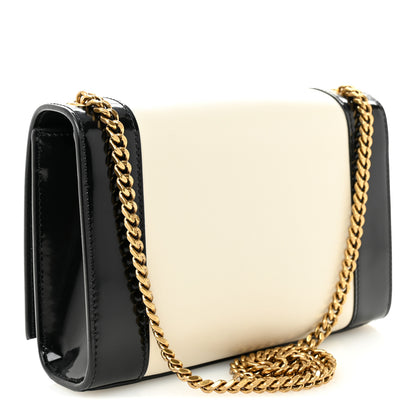 Saint Laurent Nappa Patent Calfskin Two-Toned Small Monogram Kate Satchel Alabastro Black 3 of 10