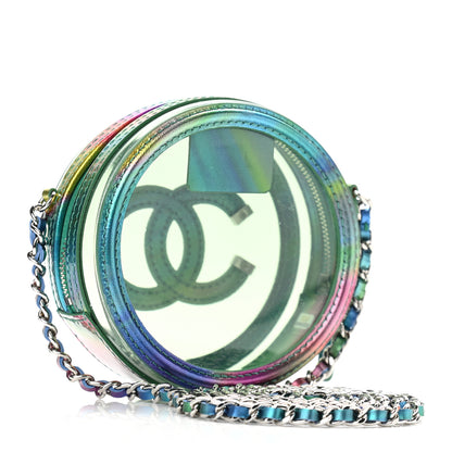 Chanel PVC Calfskin Lambskin Quilted Round Filigree Clutch With Chain Green 3 of 10