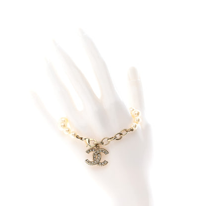 Chanel Graduated Pearl Crystal CC Bracelet Gold 2 of 5