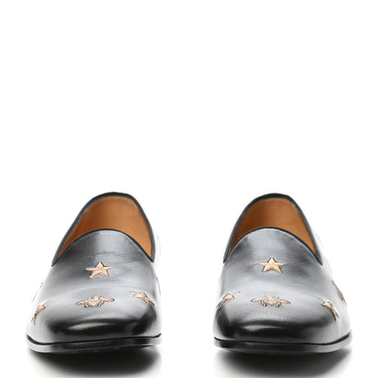 Gucci Calfskin Bee Star Embroidered Mens Slip On Loafers 6 Black 2 of 8
