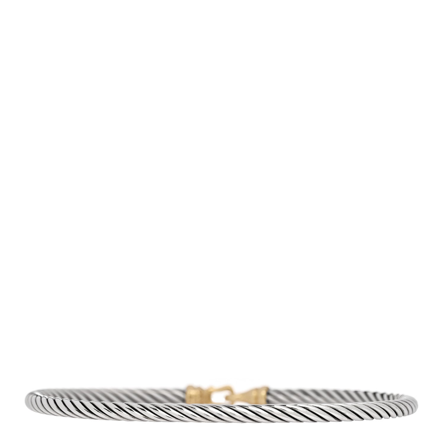 David Yurman Sterling Silver 18K Yellow Gold 3mm Cable Buckle Bracelet 2 of 3