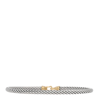 David Yurman Sterling Silver 18K Yellow Gold 3mm Cable Buckle Bracelet 2 of 3