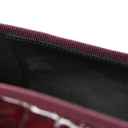 Chanel Patent Calfskin Crocodile Embossed Ballerina Flats 37 Dark Burgundy Black 10 of 11
