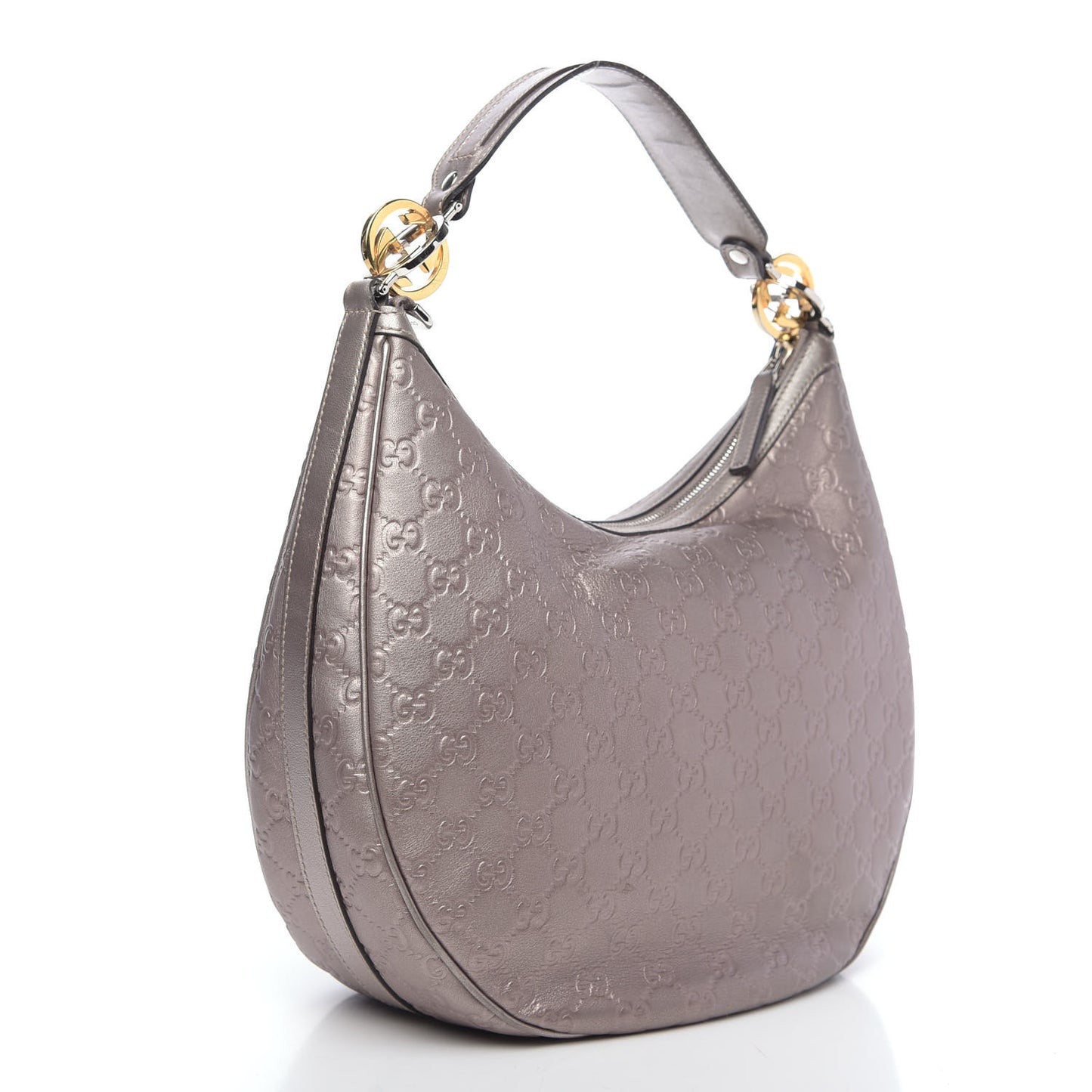 Metallic Guccissima Medium GG Twins Hobo Mauve